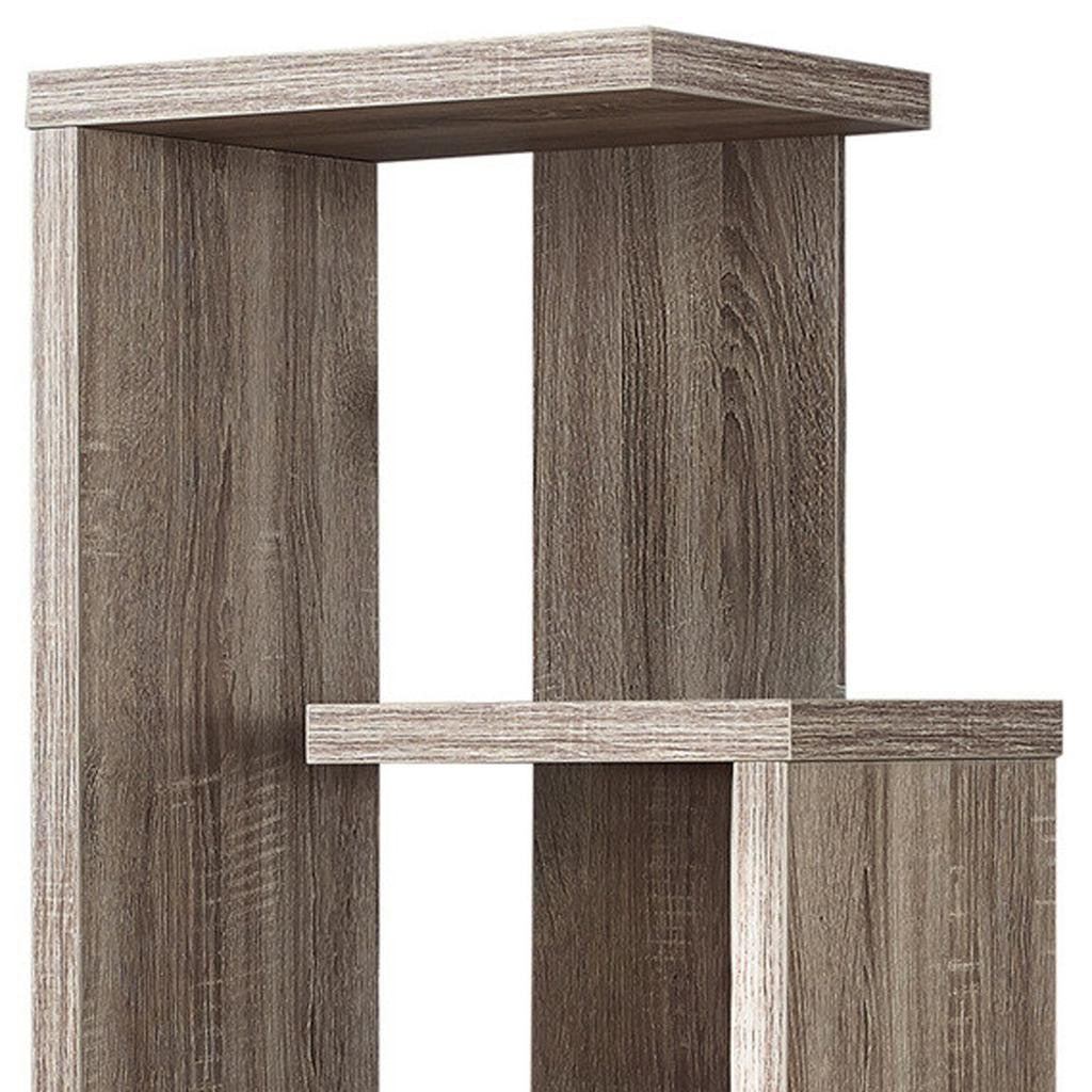 Taupe Wood Five Tier Etagere Bookcase-Bookcases-DECOROLALA