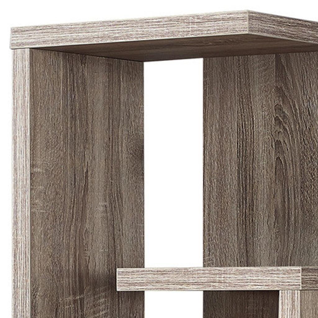 Taupe Wood Five Tier Etagere Bookcase-Bookcases-DECOROLALA