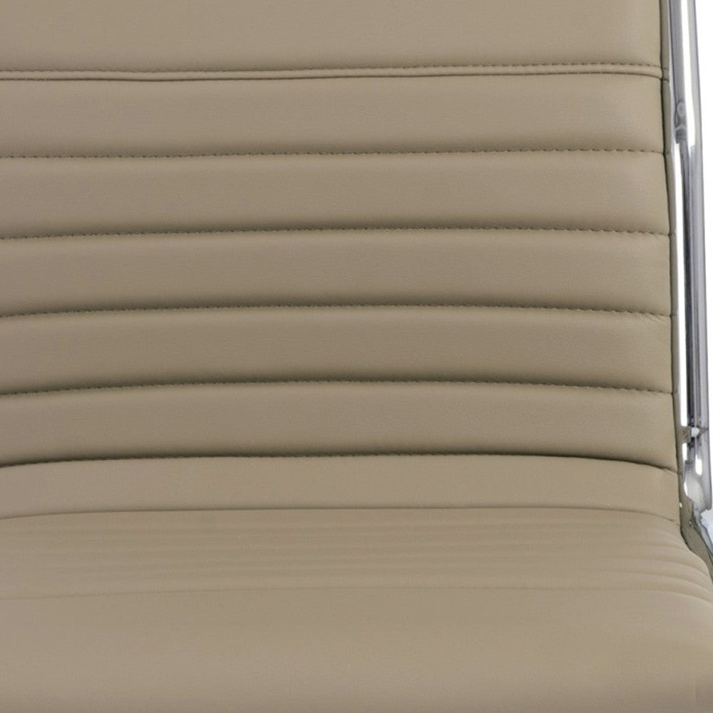 Taupe and Silver Adjustable Swivel Faux Leather Rolling Conference Office Chair-Office Chairs-DECOROLALA