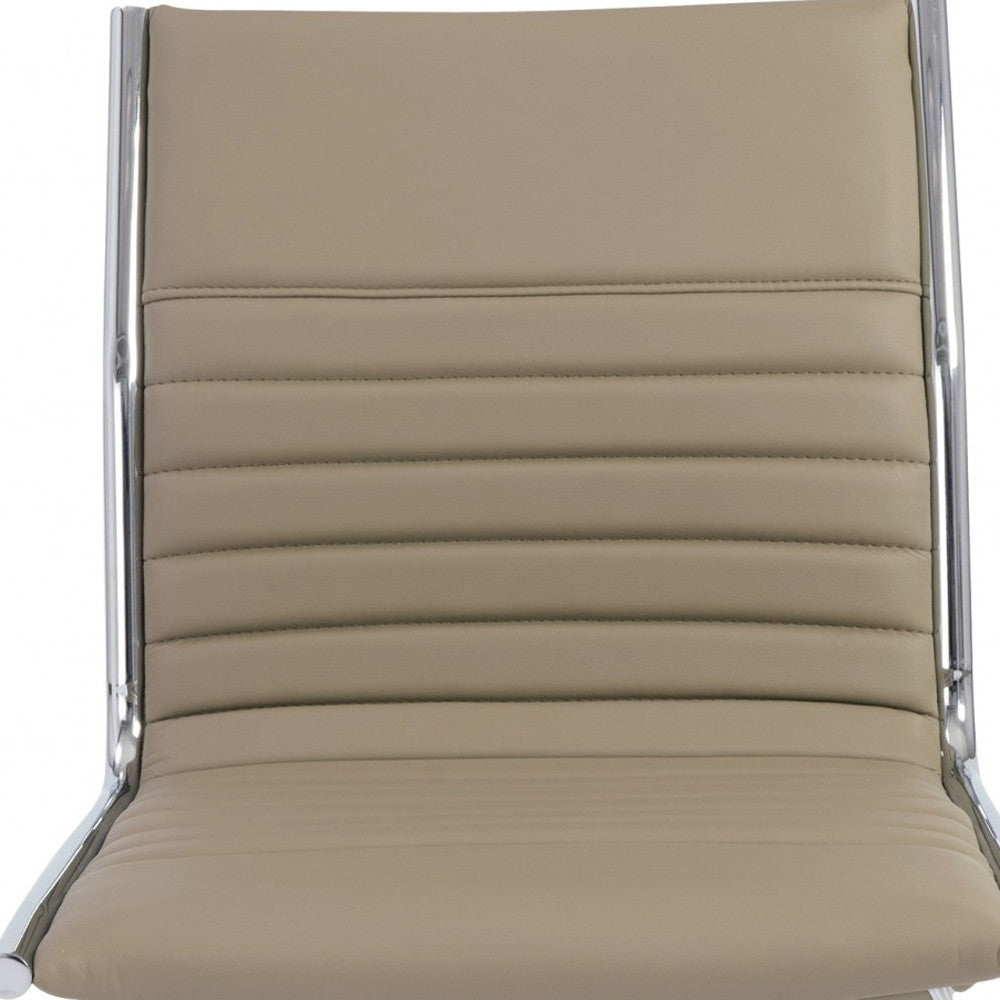 Taupe and Silver Adjustable Swivel Faux Leather Rolling Conference Office Chair-Office Chairs-DECOROLALA