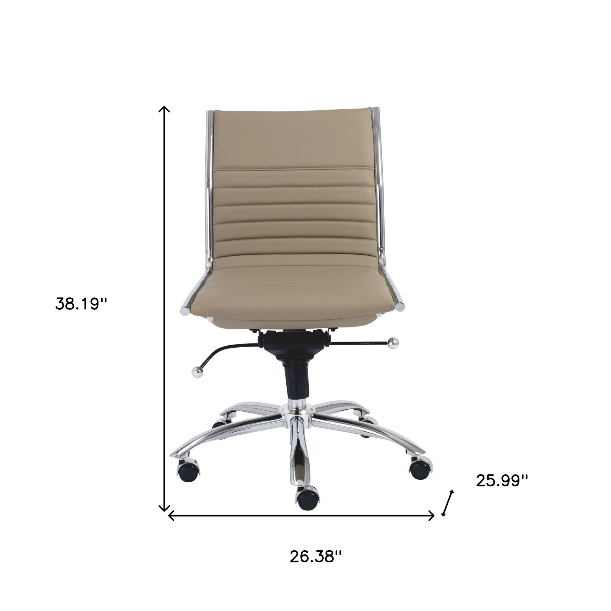 Taupe and Silver Adjustable Swivel Faux Leather Rolling Conference Office Chair-Office Chairs-DECOROLALA