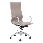 Taupe and Silver Adjustable Swivel Faux Leather Rolling Conference Office Chair-Office Chairs-DECOROLALA