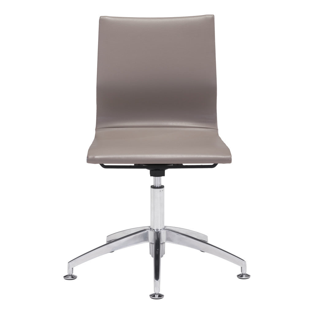 Taupe and Silver Swivel Faux Leather Conference Office Chair-Office Chairs-DECOROLALA