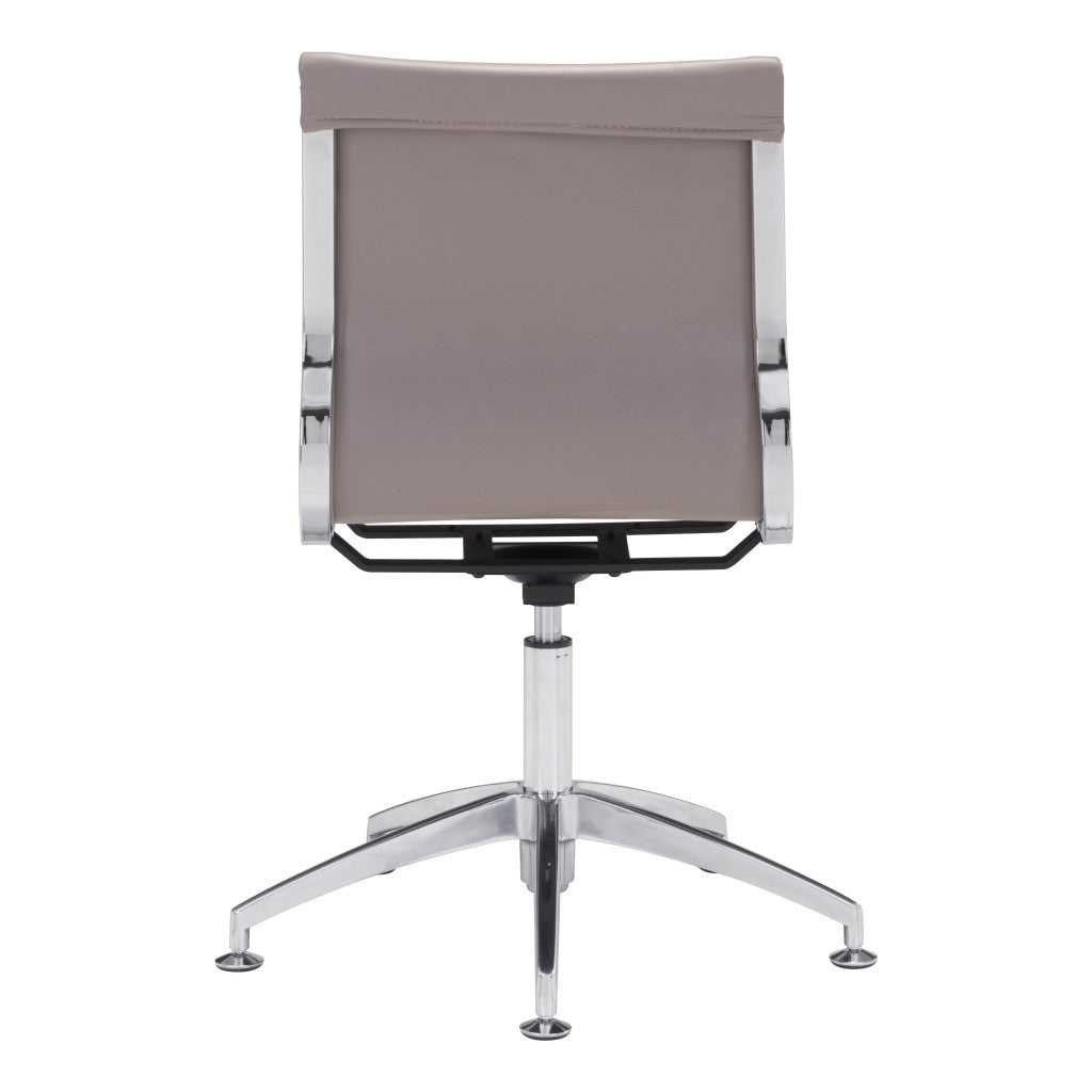 Taupe and Silver Swivel Faux Leather Conference Office Chair-Office Chairs-DECOROLALA
