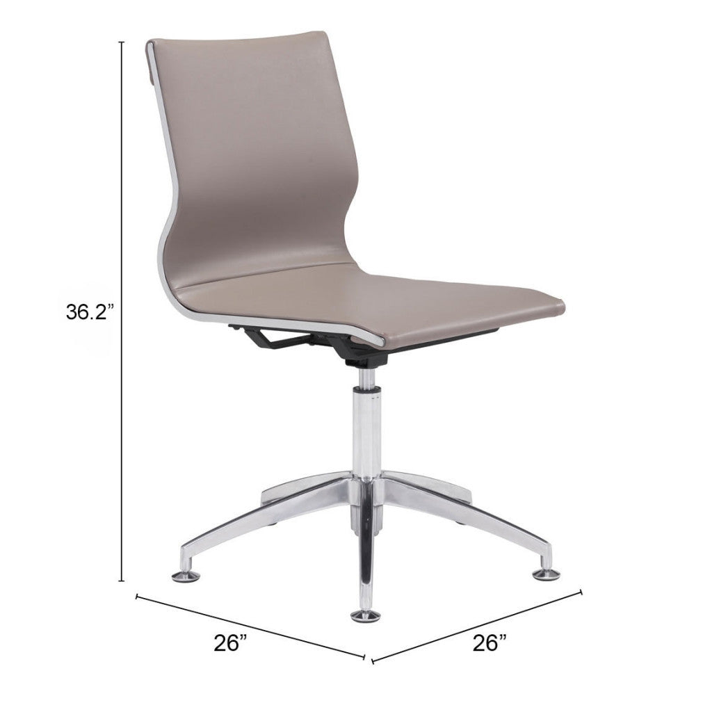 Taupe and Silver Swivel Faux Leather Conference Office Chair-Office Chairs-DECOROLALA