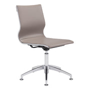 Taupe and Silver Swivel Faux Leather Conference Office Chair-Office Chairs-DECOROLALA