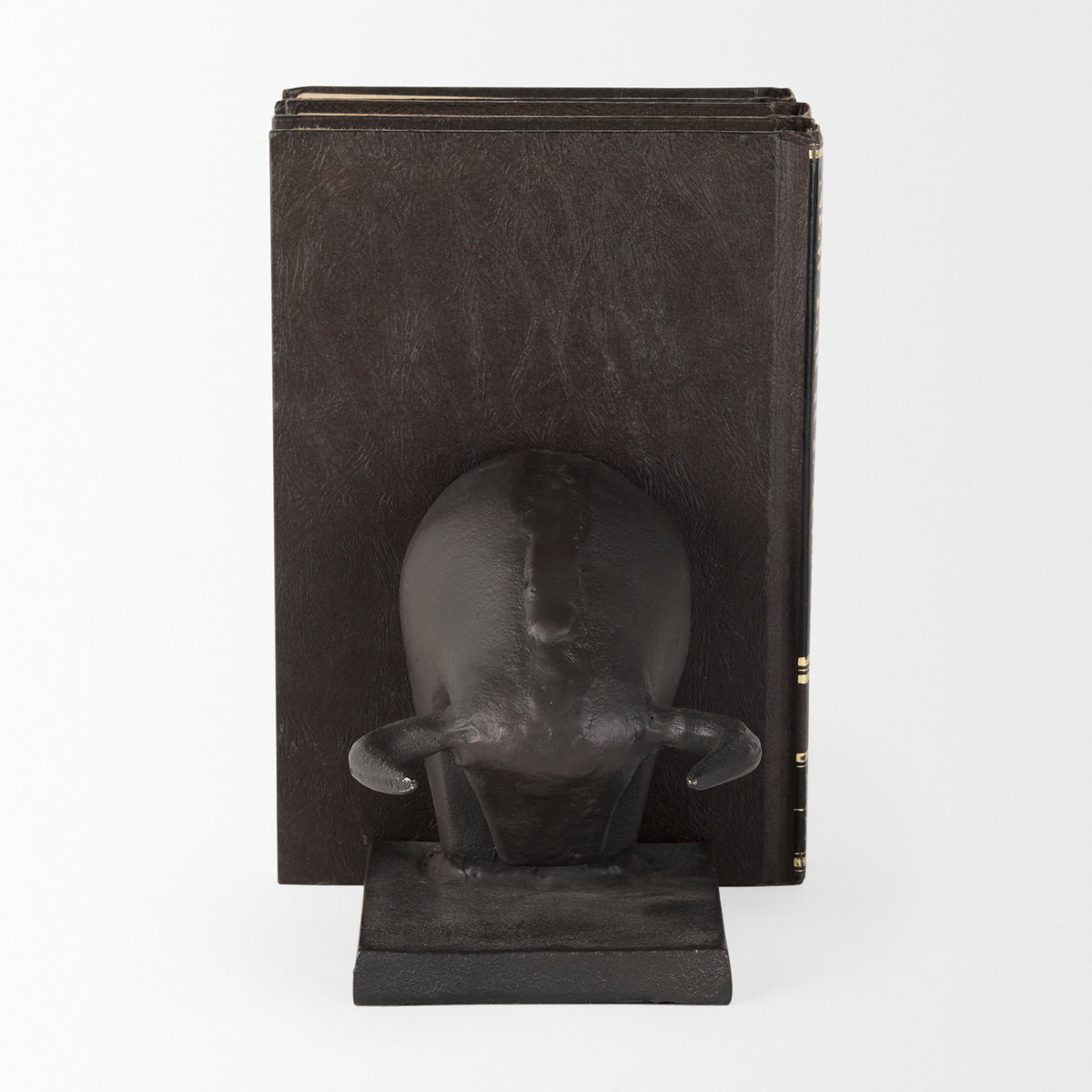 Tauro III (Set of 2) 10L x 5W Black Cast Aluminum Raging Bull Bookends-Bookends-DECOROLALA