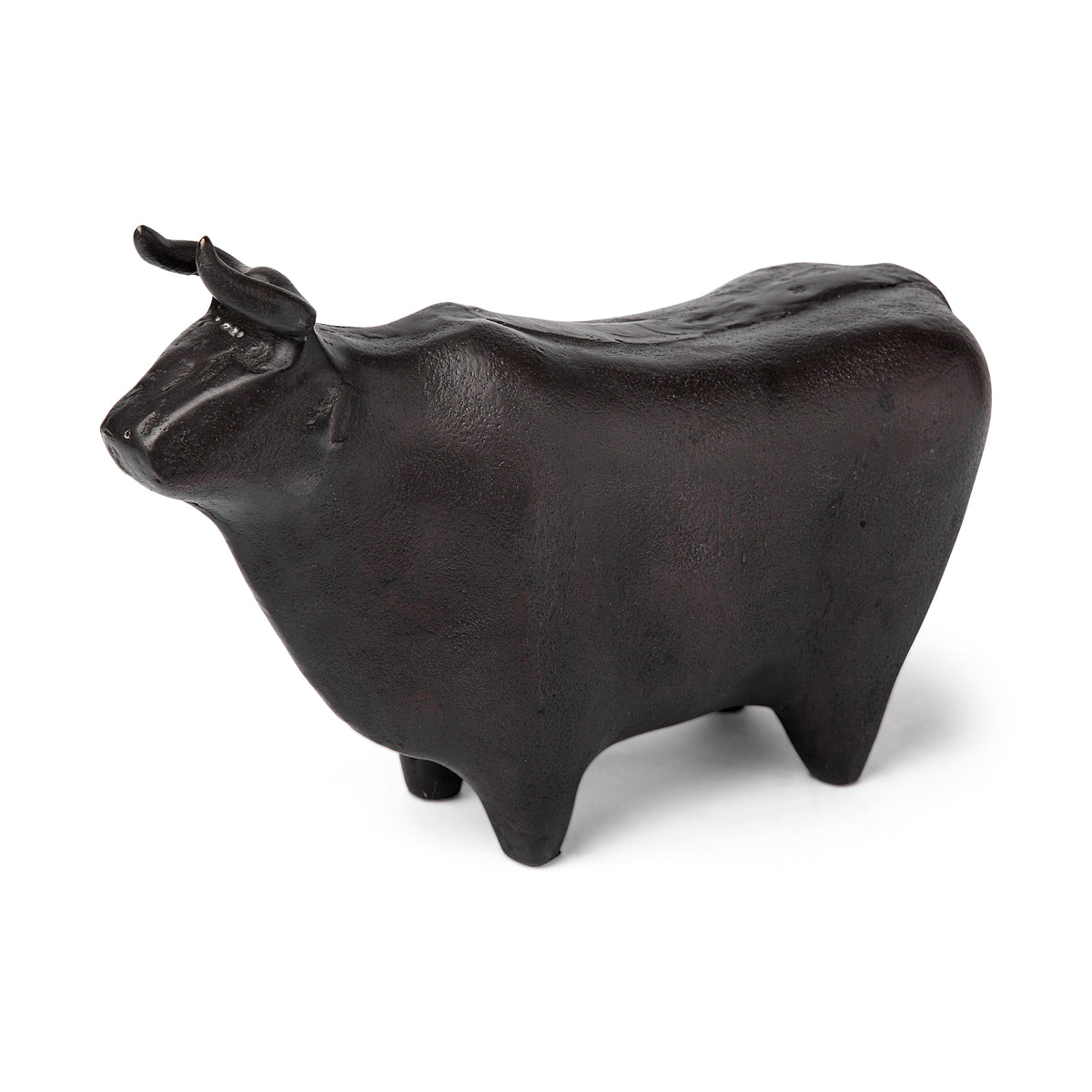 Taurus II Decorative Bull Object - Black Cast Aluminum 9"L x 4"W-Decorative Objects-DECOROLALA