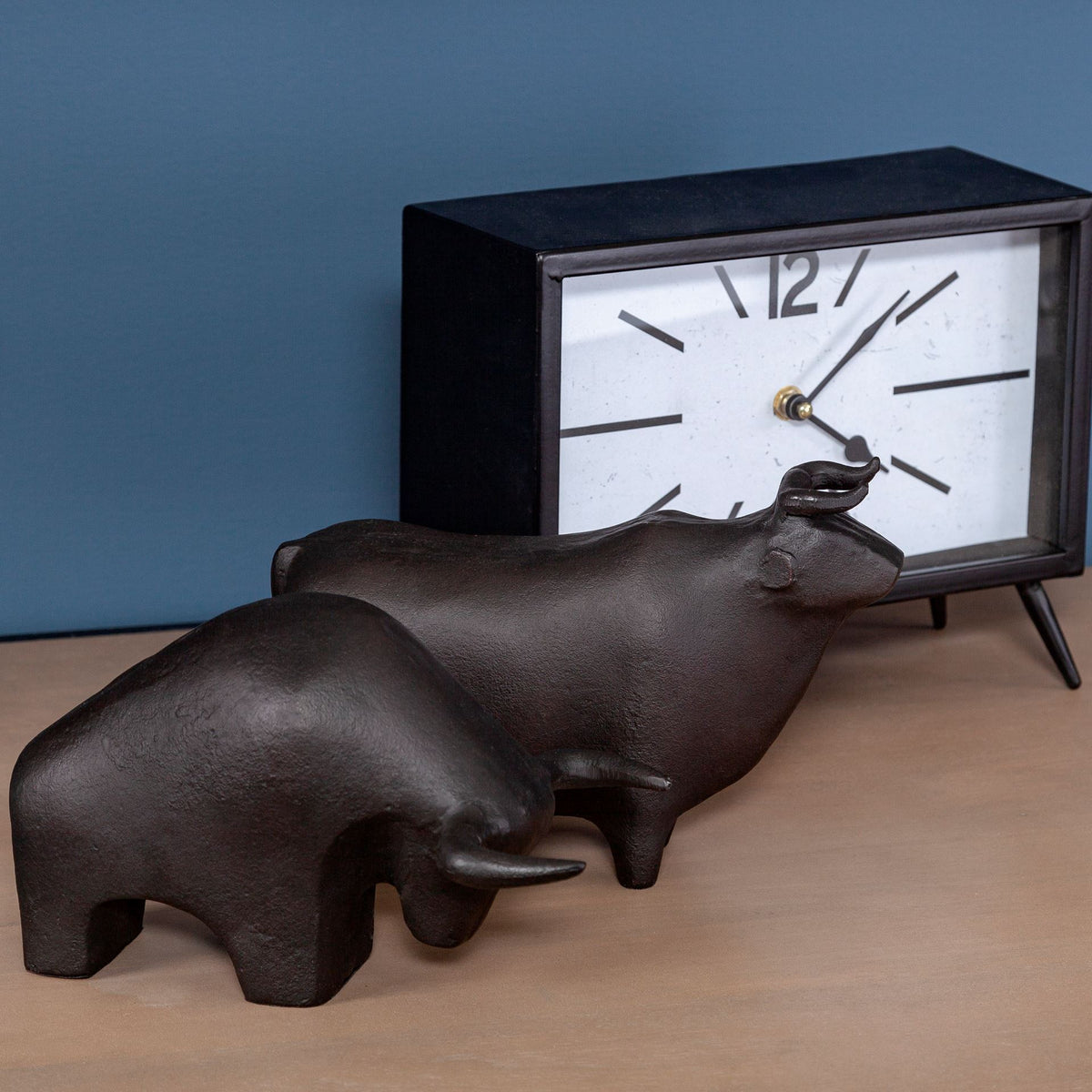 Taurus II Decorative Bull Object - Black Cast Aluminum 9"L x 4"W-Objects-DECOROLALA