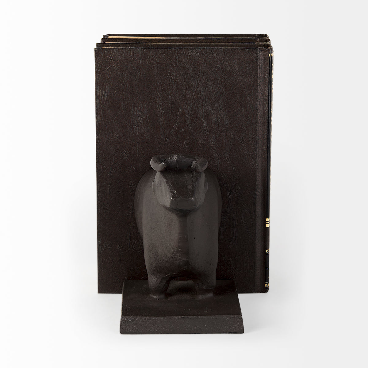 Taurus III (Set of 2) 9L x 4W Black Cast Aluminum Bull Bookends-Bookends-DECOROLALA