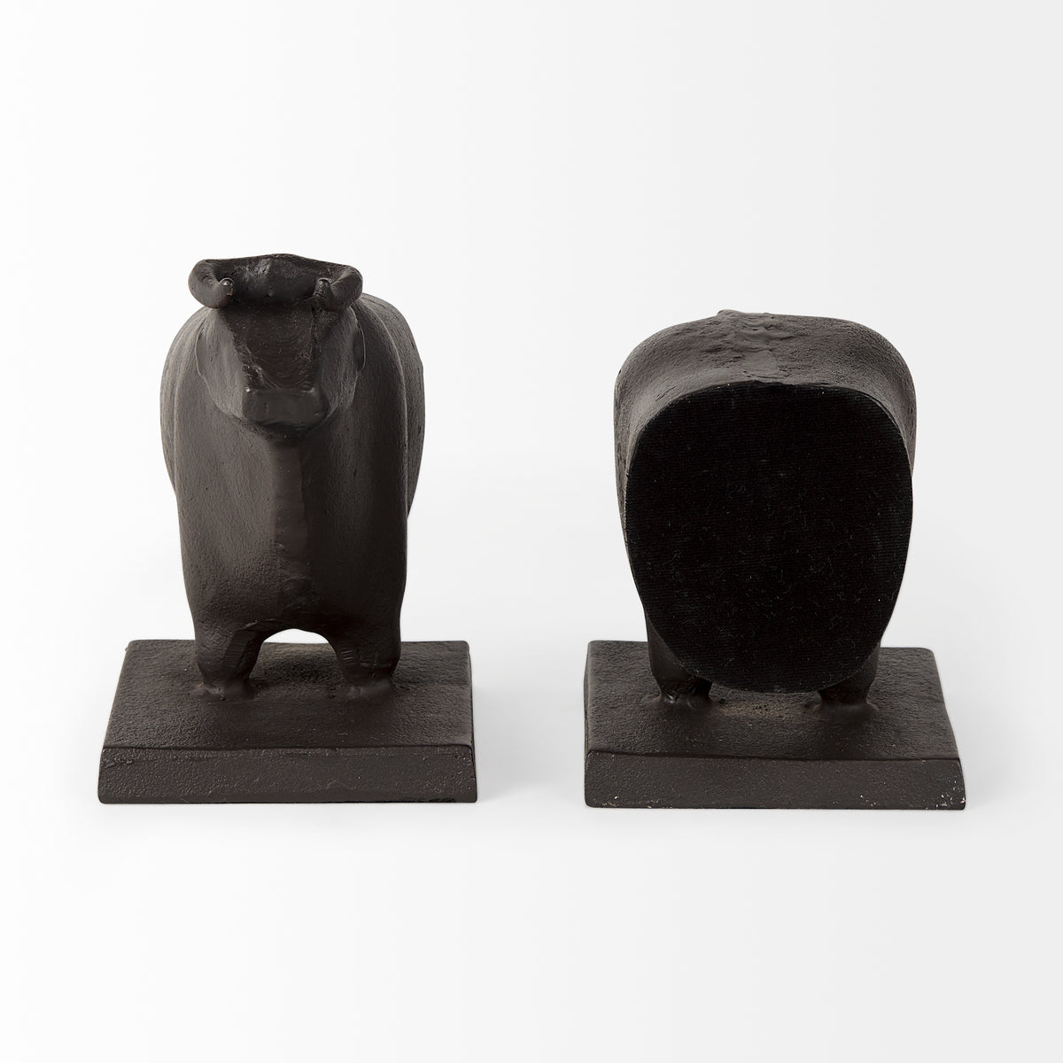 Taurus III (Set of 2) 9L x 4W Black Cast Aluminum Bull Bookends-Bookends-DECOROLALA