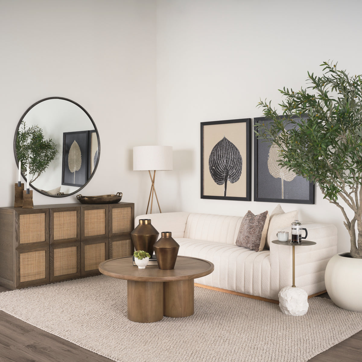 Tavi Medium Brown Round Coffee Table-Coffee Tables-DECOROLALA