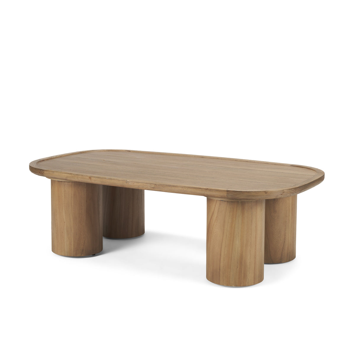 Tavi Rectangular Natural Brown w/ Column Legs Coffee Table-Coffee Tables-DECOROLALA
