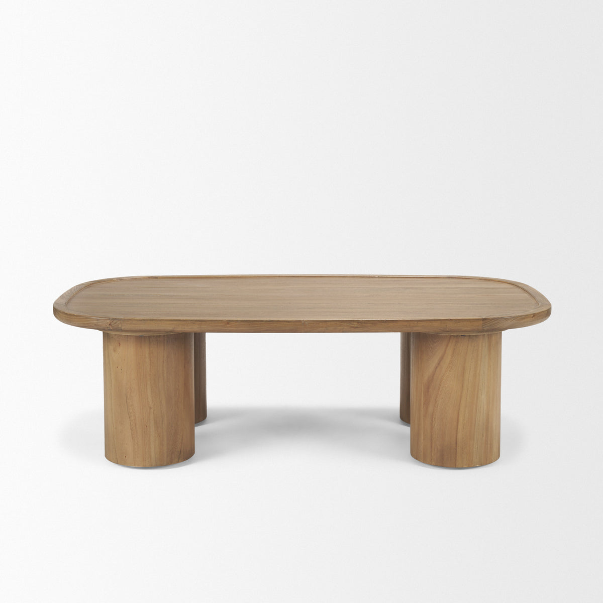 Tavi Rectangular Natural Brown w/ Column Legs Coffee Table-Coffee Tables-DECOROLALA