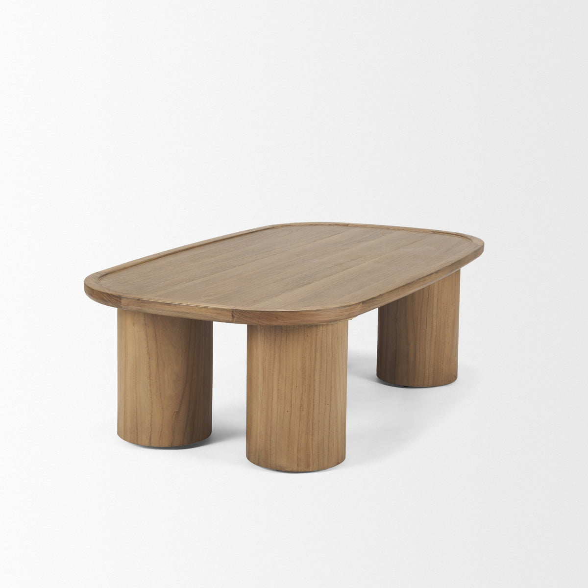 Tavi Rectangular Natural Brown w/ Column Legs Coffee Table-Coffee Tables-DECOROLALA