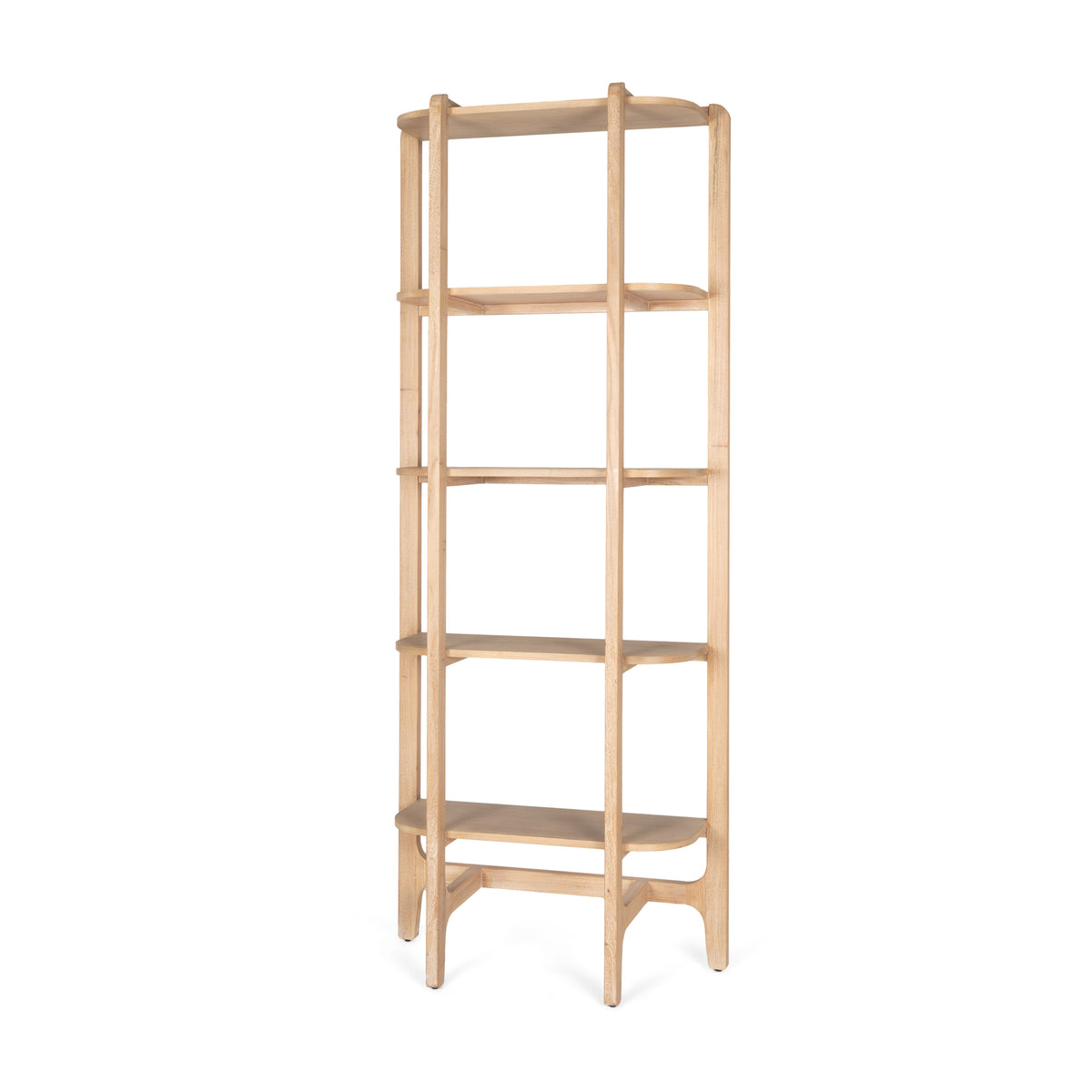 Taylin Light Brown Solid Wood Open Bookshelf-Shelving-DECOROLALA