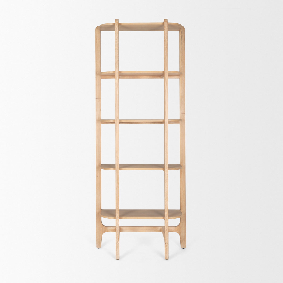 Taylin Light Brown Solid Wood Open Bookshelf-Shelving-DECOROLALA