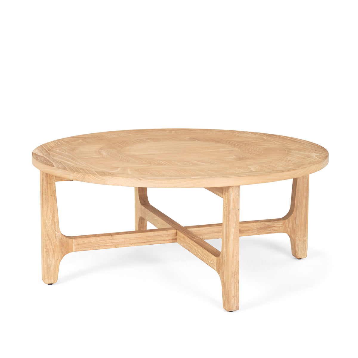 Taylin Light Brown Wood Round Coffee Table-Coffee Tables-DECOROLALA