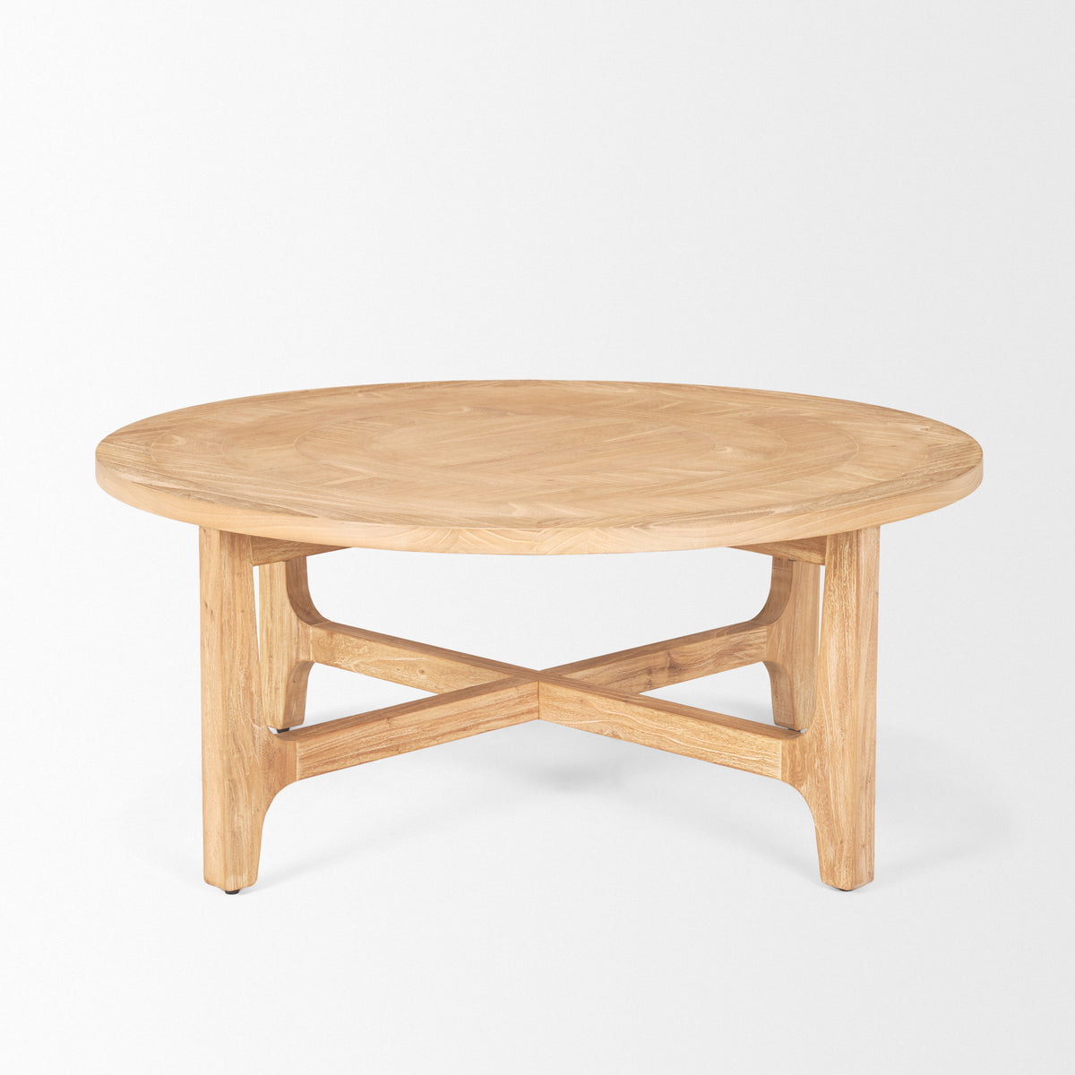 Taylin Light Brown Wood Round Coffee Table-Coffee Tables-DECOROLALA