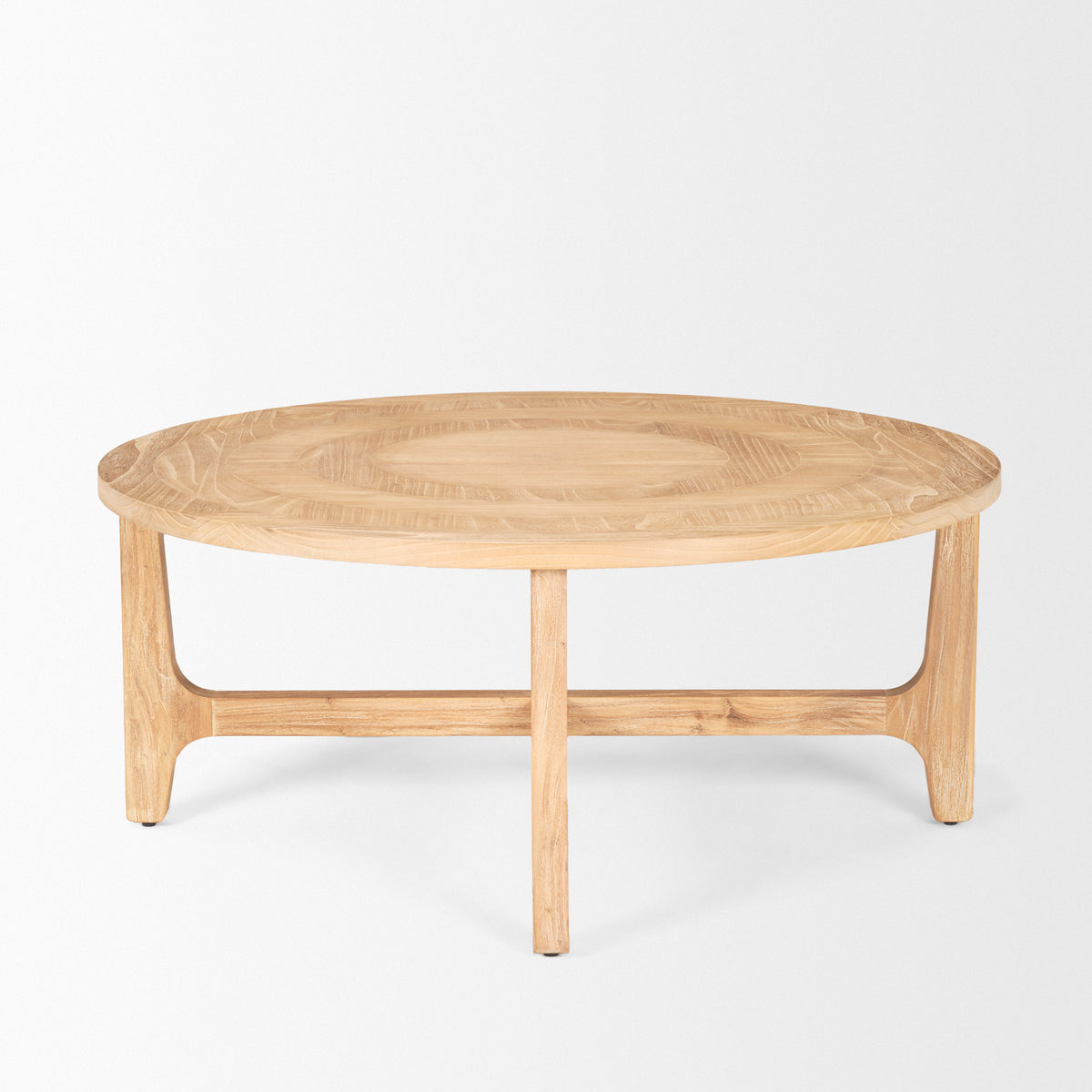 Taylin Light Brown Wood Round Coffee Table-Coffee Tables-DECOROLALA