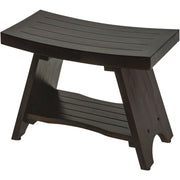 Teak Rectangular Shower Bench With Shelf In Brown Finish-Shower Benches-DECOROLALA