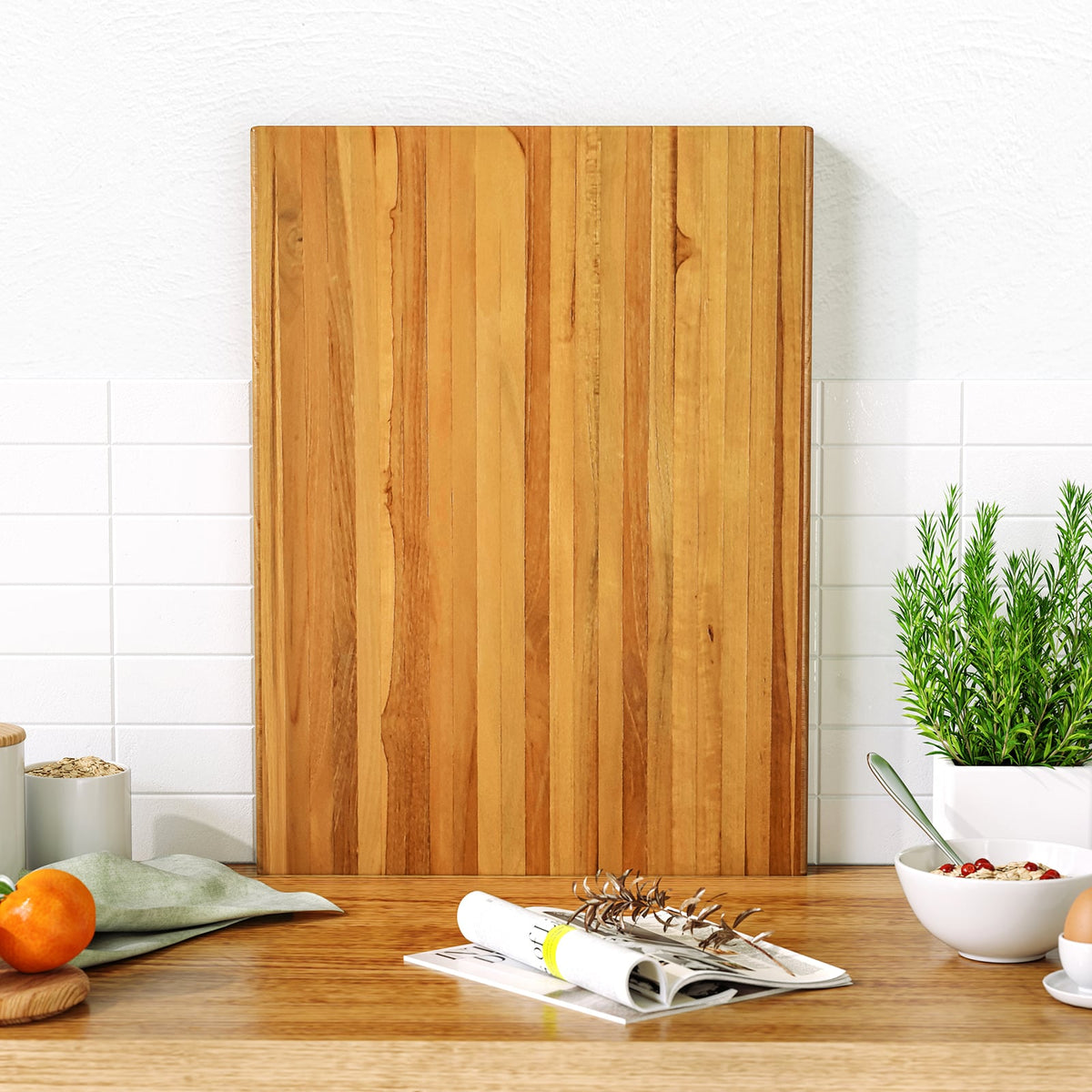 Teak Wood Cutting Board Extra Large 24 Inch Reversible Cutting Board with Handle-Kitchen Tools-DECOROLALA