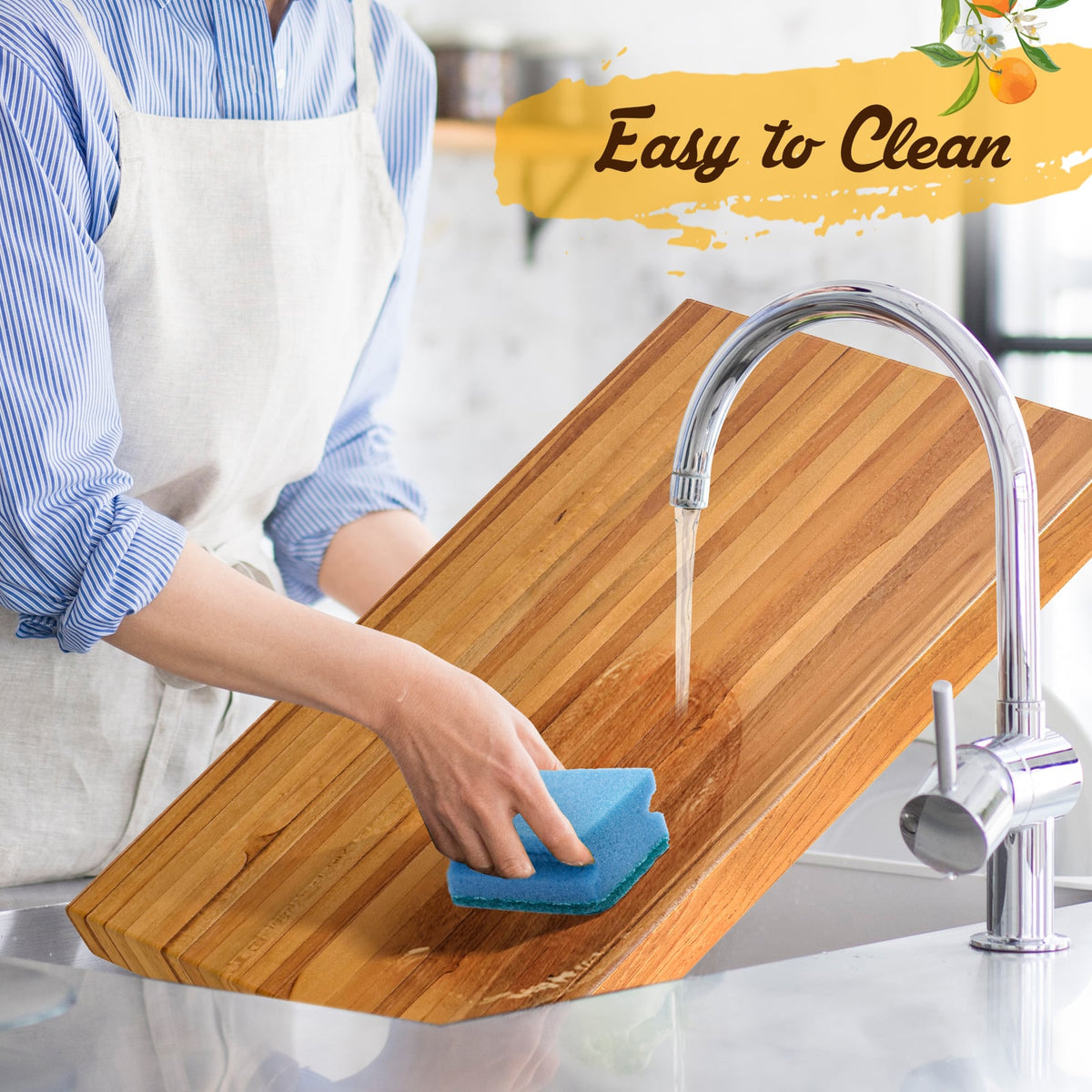 Teak Wood Cutting Board Extra Large 24 Inch Reversible Cutting Board with Handle-Kitchen Tools-DECOROLALA