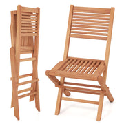 Teak Wood Folding Patio Chairs Set of 2 with Slatted Seat & Portable Design for Deck-Patio Dining Chairs-DECOROLALA