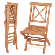 Teak Wood Folding Patio Chairs Set of 2 with Sturdy Frame & Comfort Back for Garden-Patio Dining Chairs-DECOROLALA