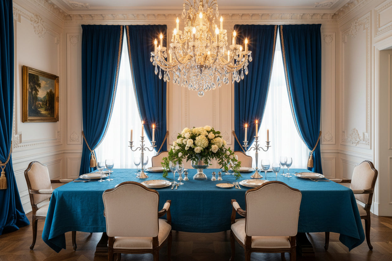 Teal Blue Handmade Linen Tablecloth - Custom Sizes-n/a-DECOROLALA