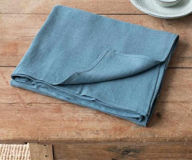 Teal Blue Tablecloth | Pure Linen | Linen Cotton Mix | Soft | Handmade | Customisable Sizes | Customisable Shapes-n/a-DECOROLALA