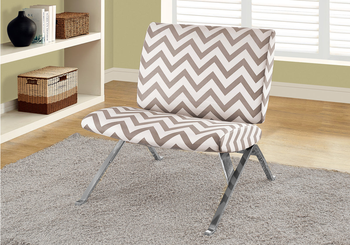 Teal Chevron Accent Chair with Chrome Metal Legs-Accent Tables-DECOROLALA