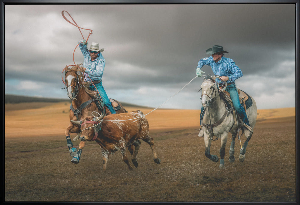 Team Roping Wall Art by Frank Ma-canvas-DECOROLALA