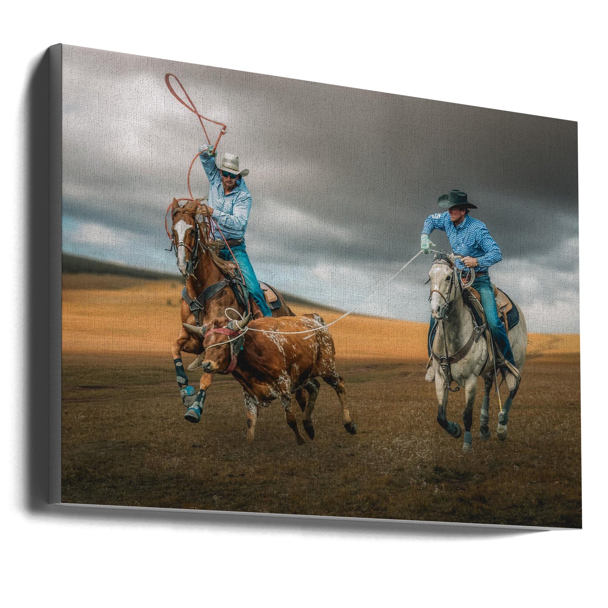 Team Roping Wall Art by Frank Ma-canvas-DECOROLALA