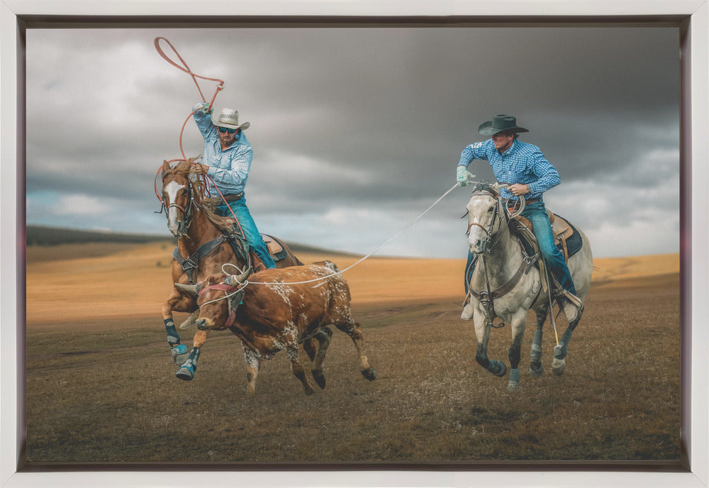 Team Roping Wall Art by Frank Ma-canvas-DECOROLALA