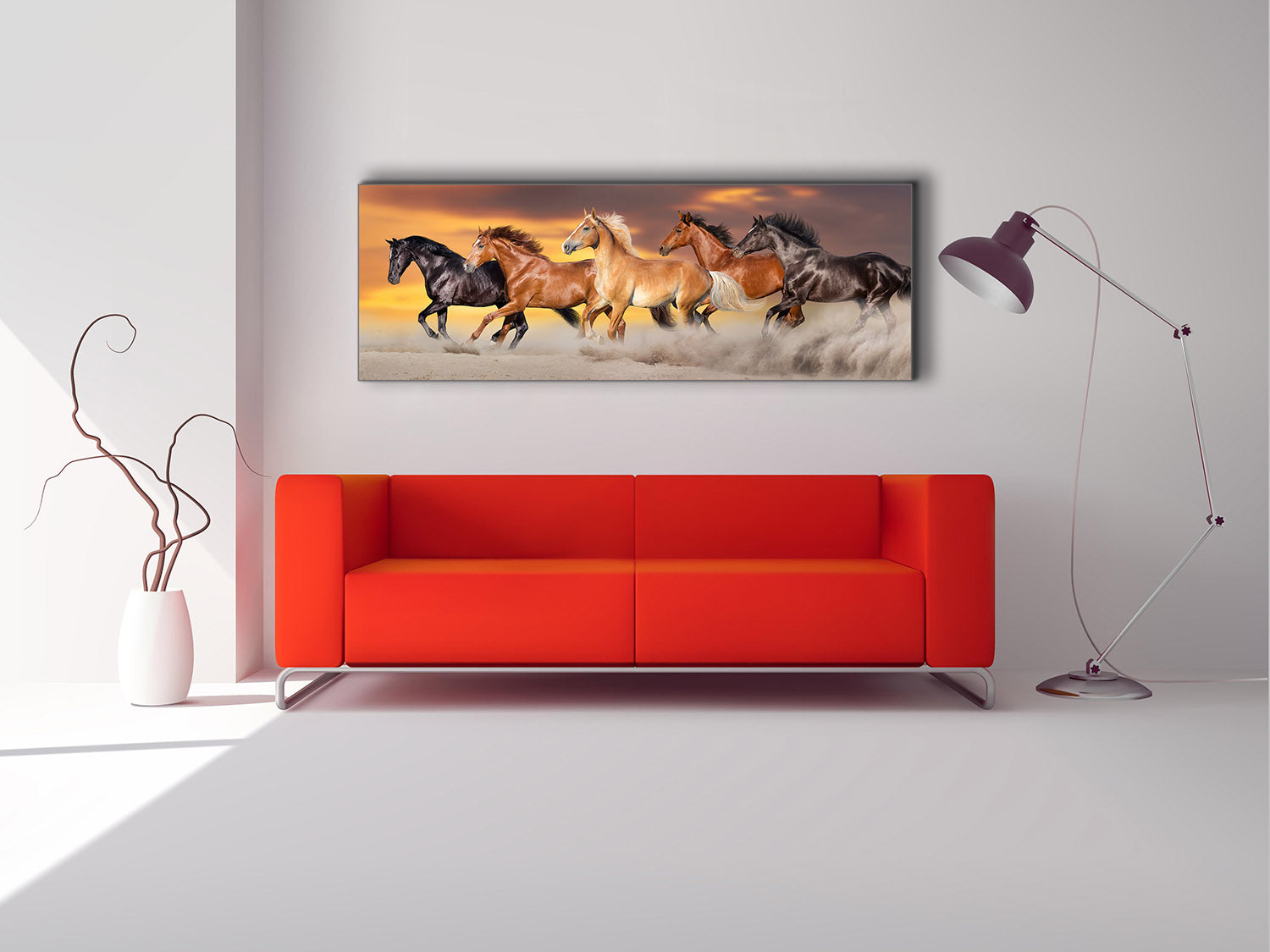 Team of Five Horses Wildlife Canvas Art 72x24-Wall Art-DECOROLALA