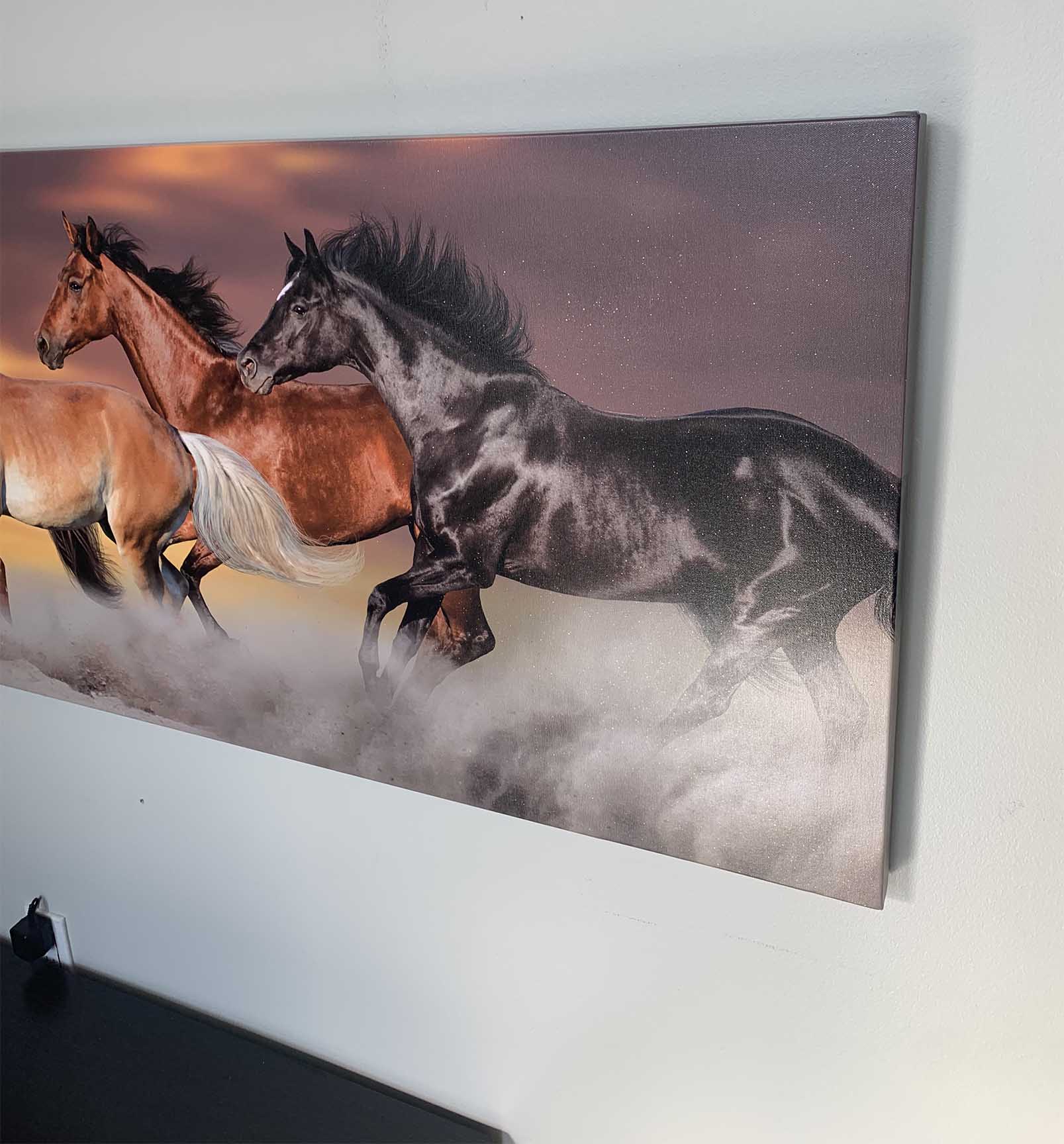 Team of Five Horses- Wildlife Canvas Art - Gold varnish-Wall Art-DECOROLALA