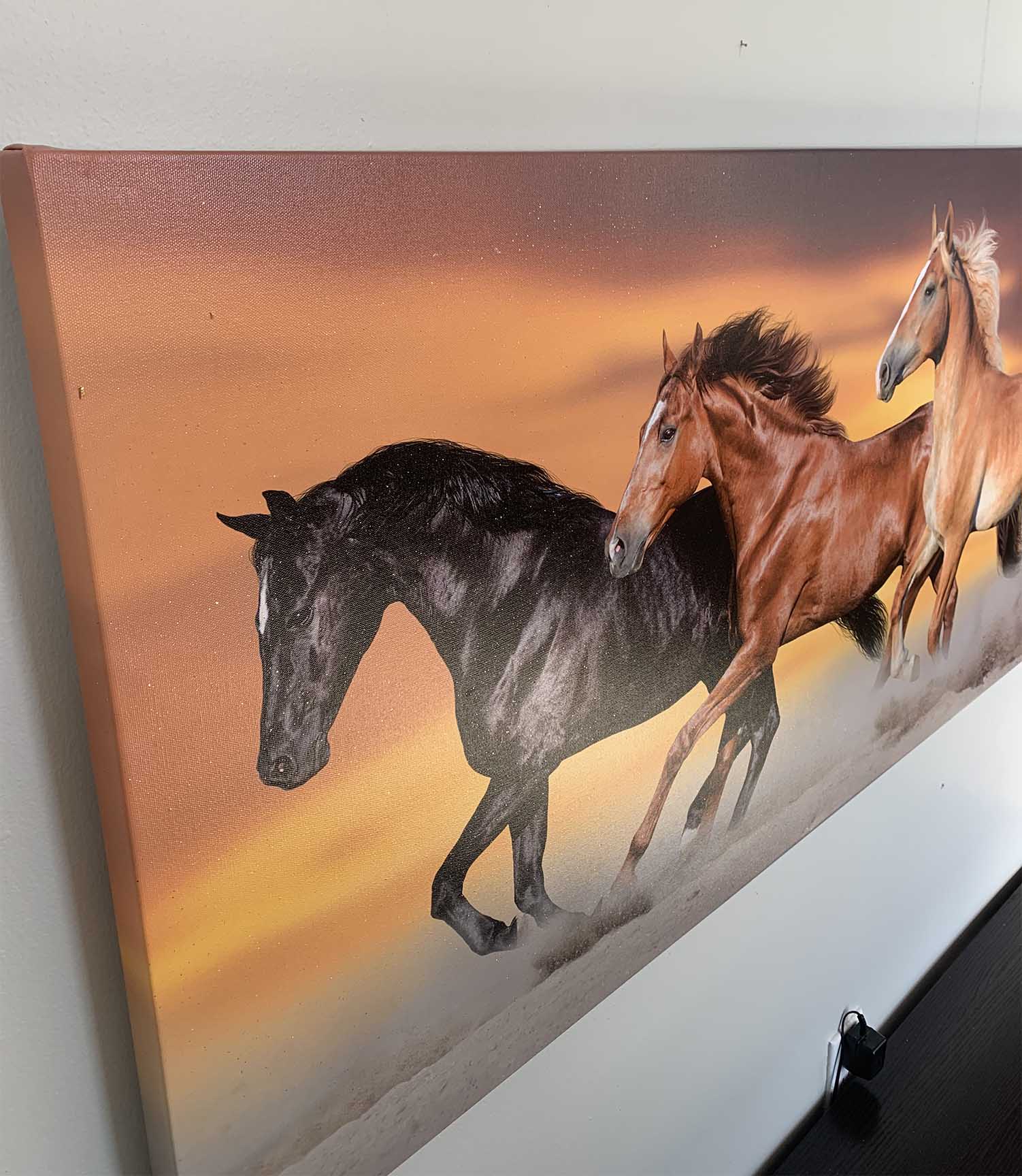 Team of Five Horses- Wildlife Canvas Art - Gold varnish-Wall Art-DECOROLALA