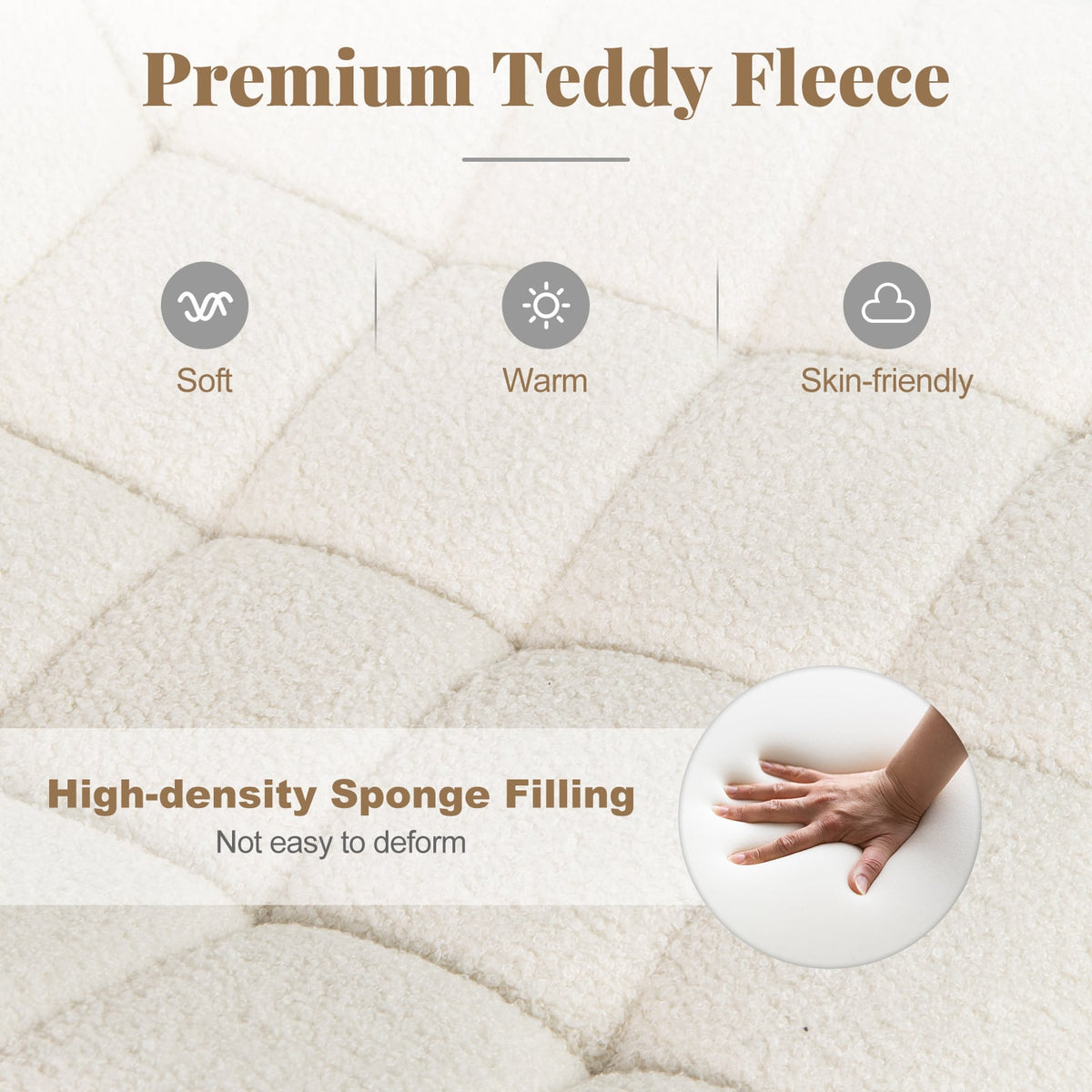 Teddy Fleece Armless Office Chair Makeup Vanity Chair-White-Armless Office Chairs-DECOROLALA