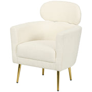 Teddy Fleece Barrel Accent Chair - Cream White & Gold-DECOROLALA