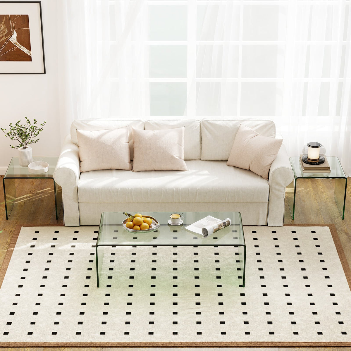 Tempered Glass Coffee Table Set of 3 with 1 Clear Coffee Table and 2 End Tables-Coffee Tables-DECOROLALA