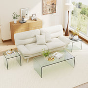 Tempered Glass Coffee Table Set of 3 with 1 Clear Coffee Table and 2 End Tables-Coffee Tables-DECOROLALA