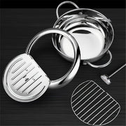 Tempura Stainless Steel Fryer Pot with Thermometer - 20cm Silver-Stock Pot-DECOROLALA