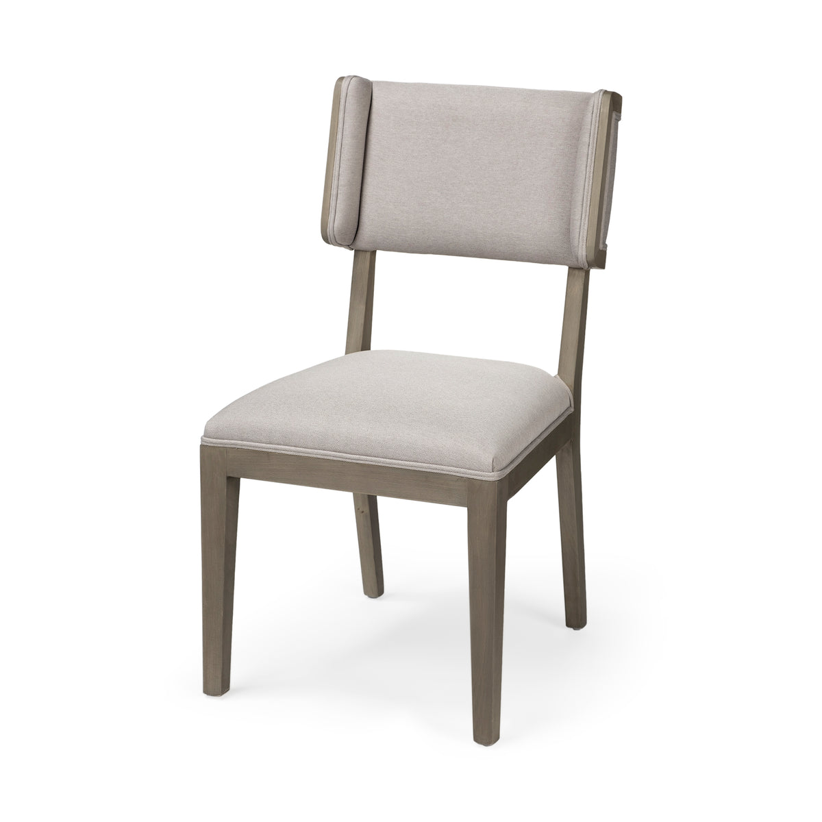 Tenton Open Back Dining Side Chair | Grey Fabric w/ Brown Wood-Dining Chairs-DECOROLALA