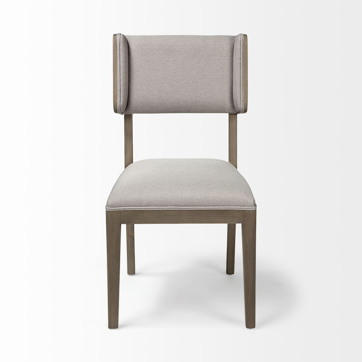 Tenton Open Back Dining Side Chair | Grey Fabric w/ Brown Wood-Dining Chairs-DECOROLALA