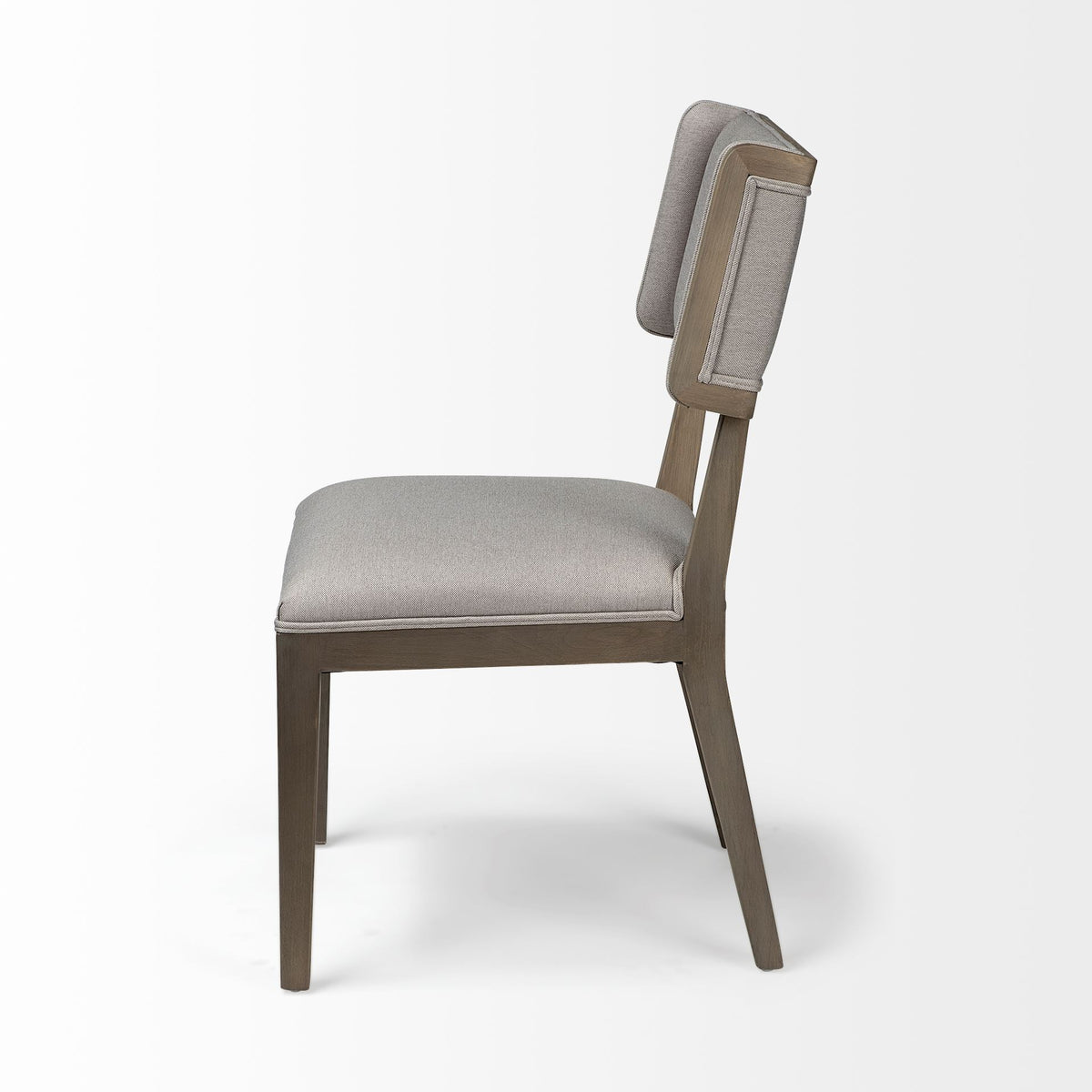 Tenton Open Back Dining Side Chair | Grey Fabric w/ Brown Wood-Dining Chairs-DECOROLALA