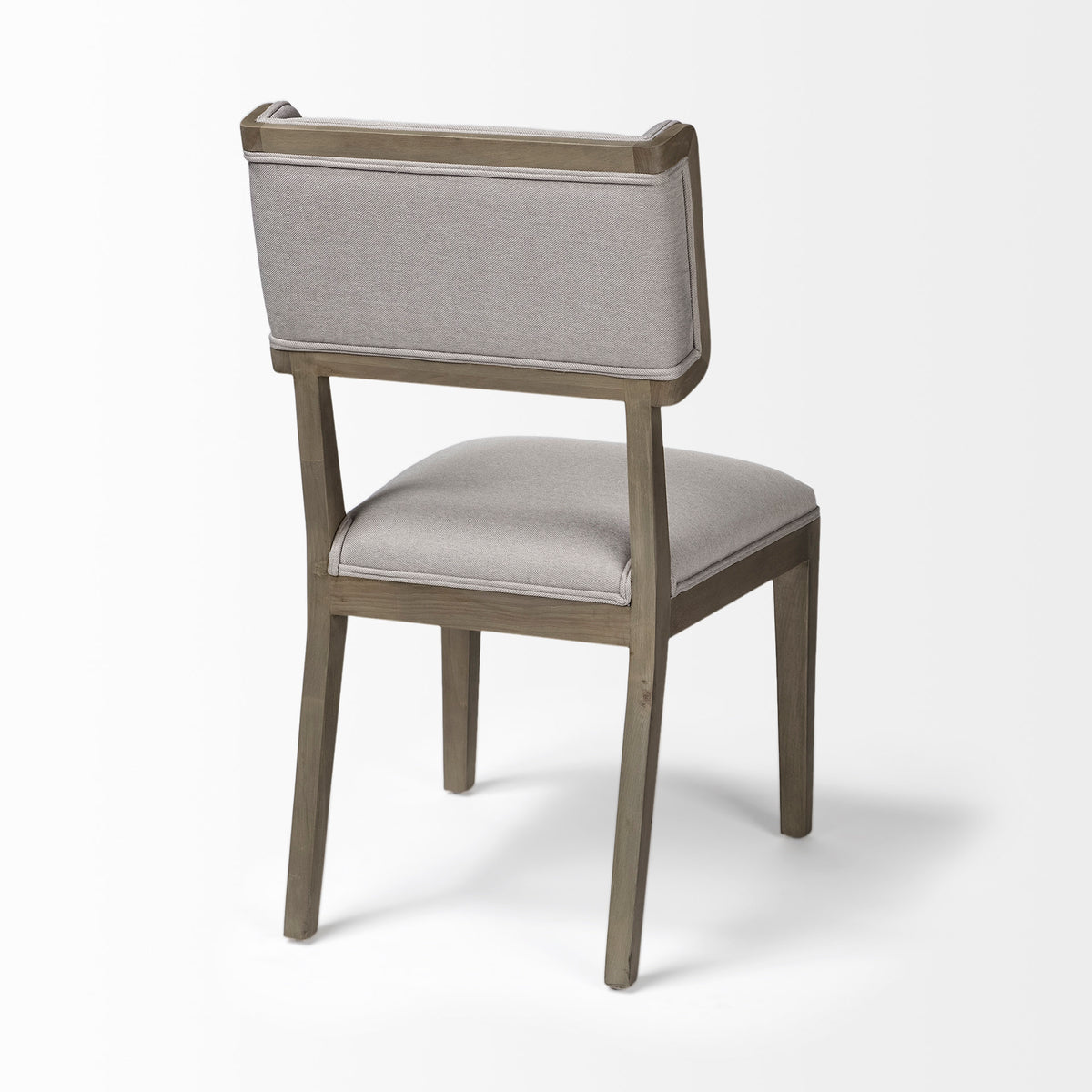 Tenton Open Back Dining Side Chair | Grey Fabric w/ Brown Wood-Dining Chairs-DECOROLALA
