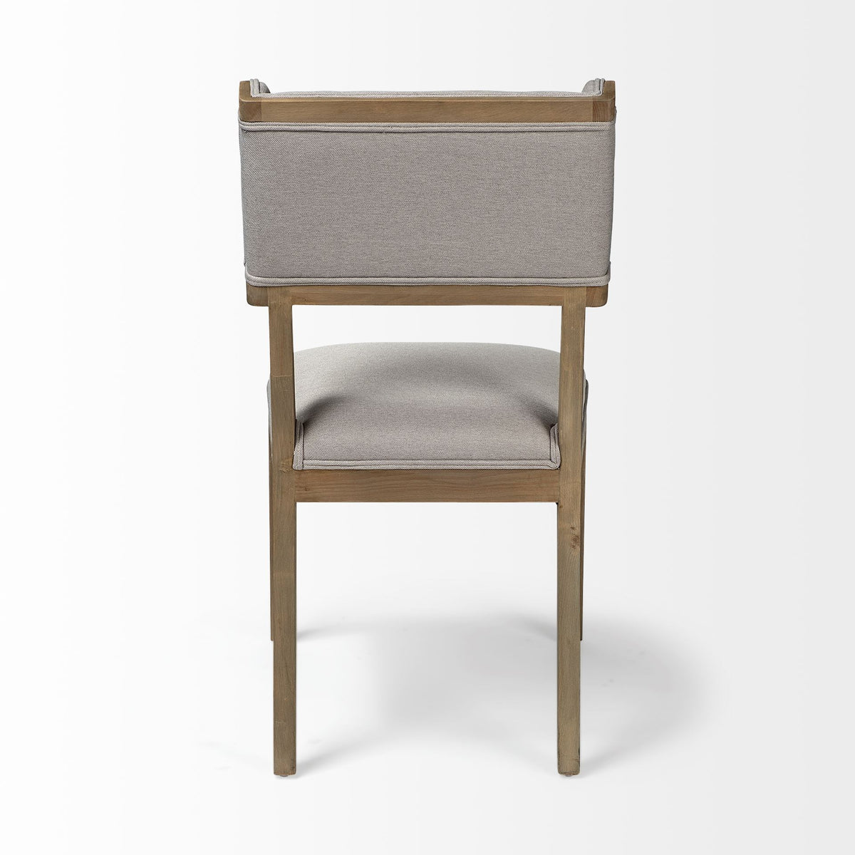 Tenton Open Back Dining Side Chair | Grey Fabric w/ Brown Wooden-Dining Chairs-DECOROLALA