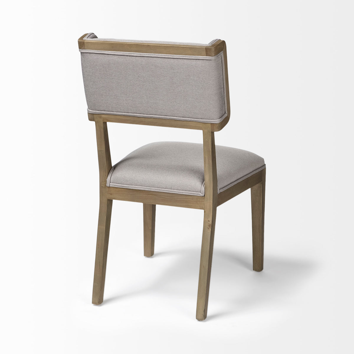 Tenton Open Back Dining Side Chair | Grey Fabric w/ Brown Wooden-Dining Chairs-DECOROLALA