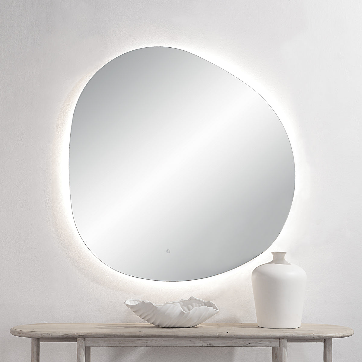 Terni 45" Tall Irregular LED Mirror, Clear-LED Mirrors-DECOROLALA